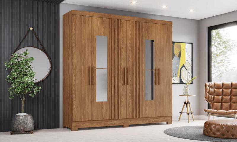 G. Roupa 6 Pts. C/ Espelho Nature B367 - Briz - LM DECOR - Guarda